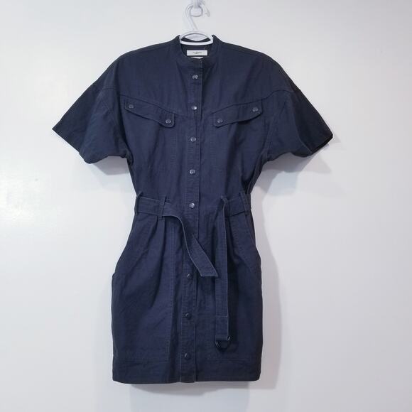 Isabel Marant Etoile Black Utility Zolina Dress Belted Multi Pockets Mini Dress - Picture 2 of 16